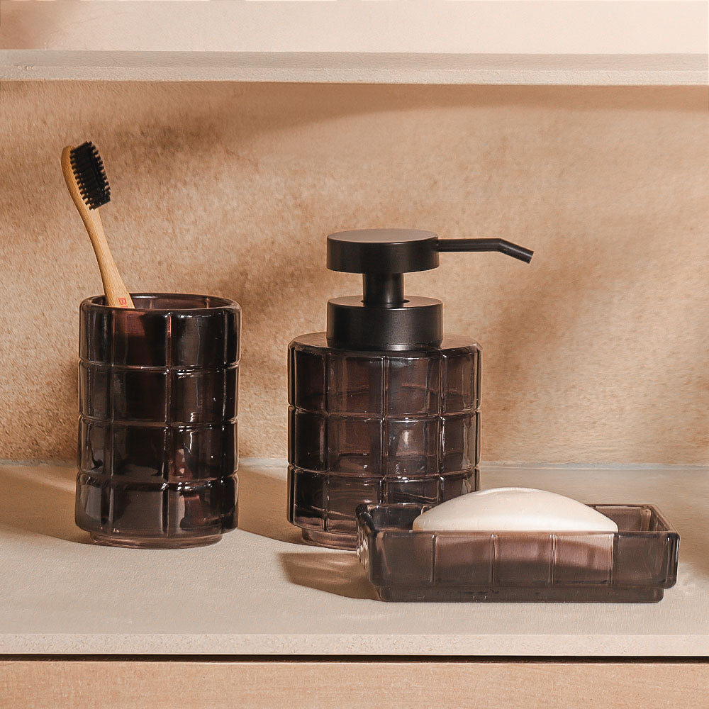 Damier 3-piece Glass Bathroom Set - Black