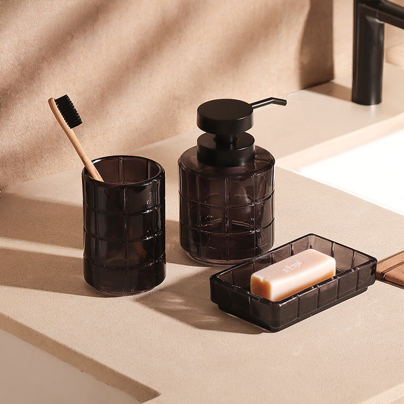 Damier 3-piece Glass Bathroom Set - Black