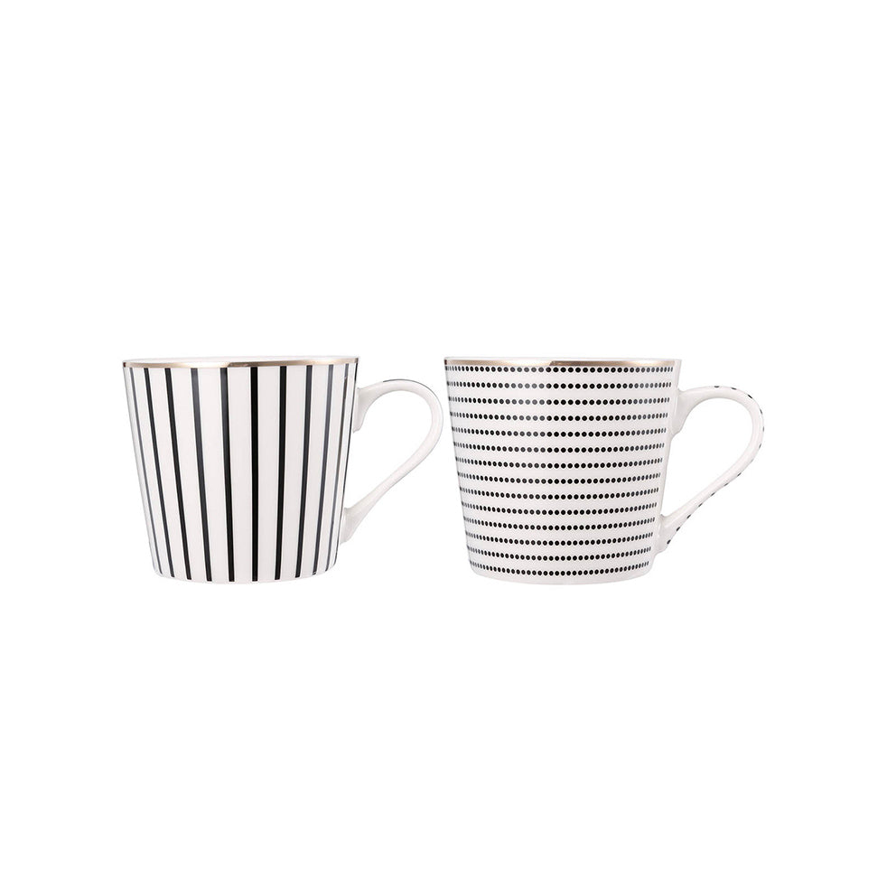 Dashes & Dots Coffee Cups, Set of 4 -  White