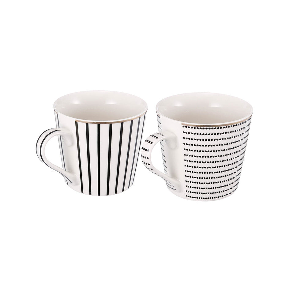 Dashes & Dots Coffee Cups, Set of 4 -  White