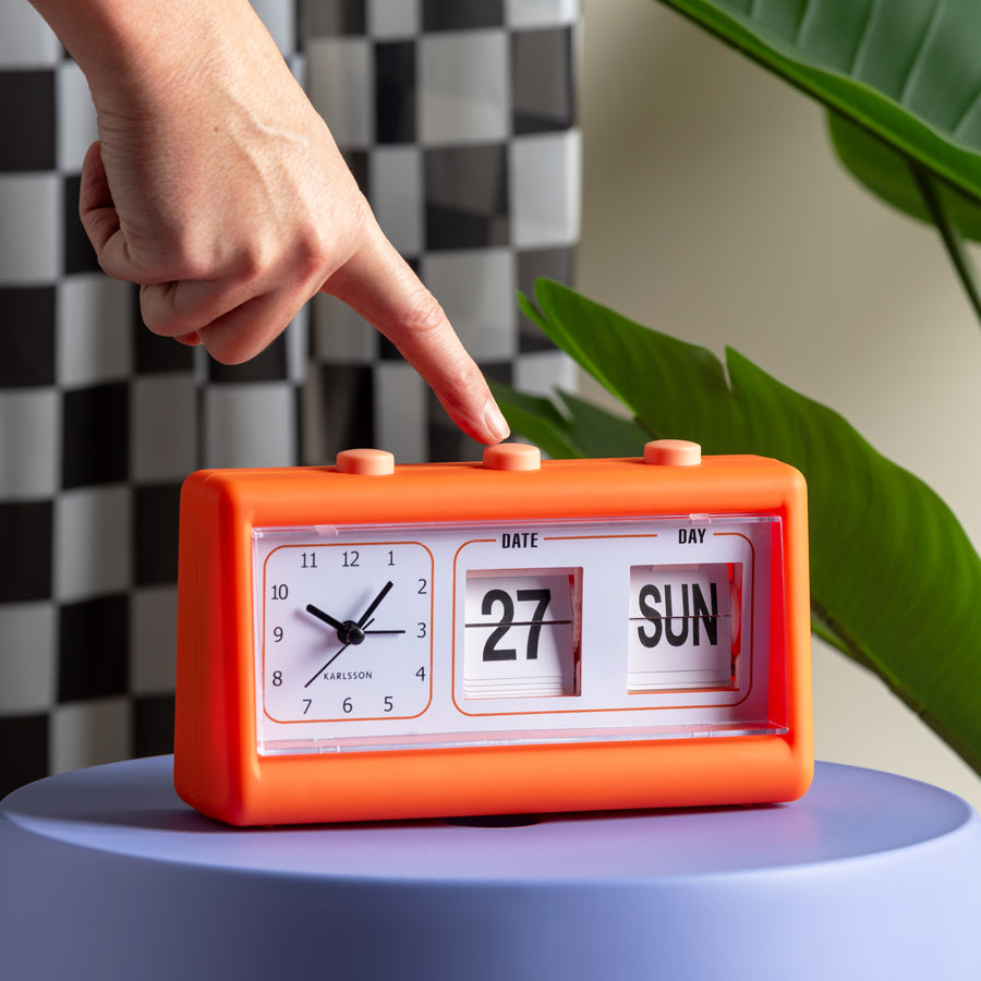 Data Flip Alarm Clock - Bright Orange