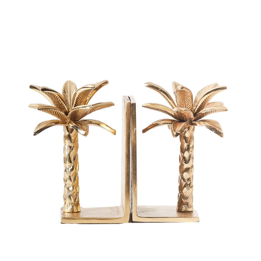 Date Palm Metal Bookends, Set of 2 - Gold