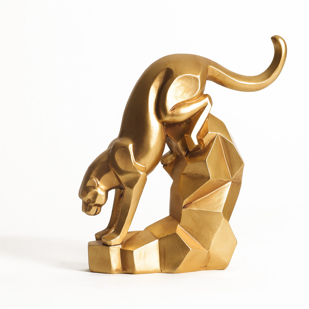 Descending Jaguar Decorative Sculpture - Amber Gold