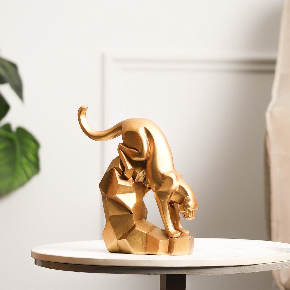 Descending Jaguar Decorative Sculpture - Amber Gold