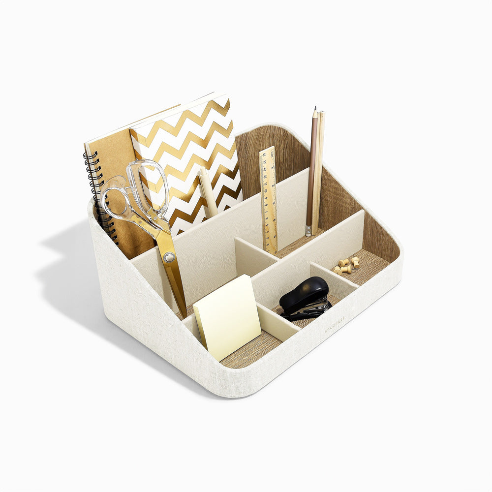 Desk Organiser - Oatmeal & Linen