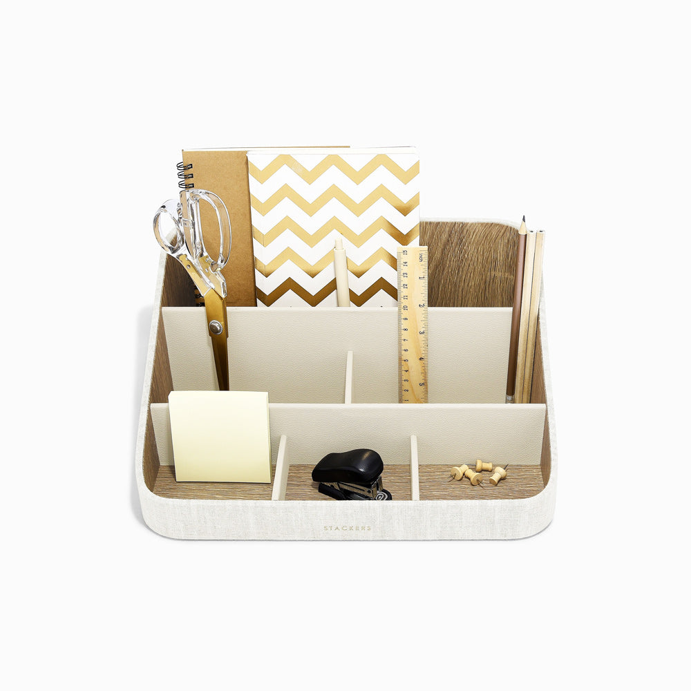 Desk Organiser - Oatmeal & Linen