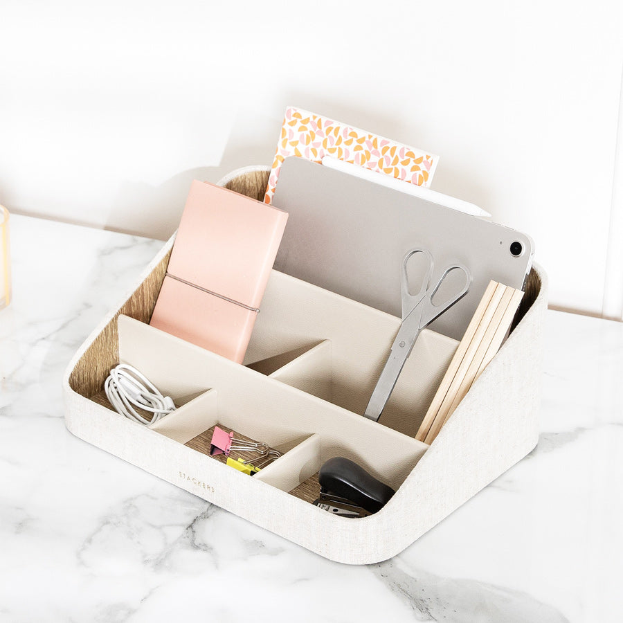 Desk Organiser - Oatmeal & Linen