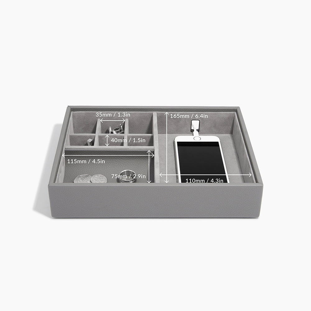 Desk Valet Organiser With Acrylic Lid - Slate Grey