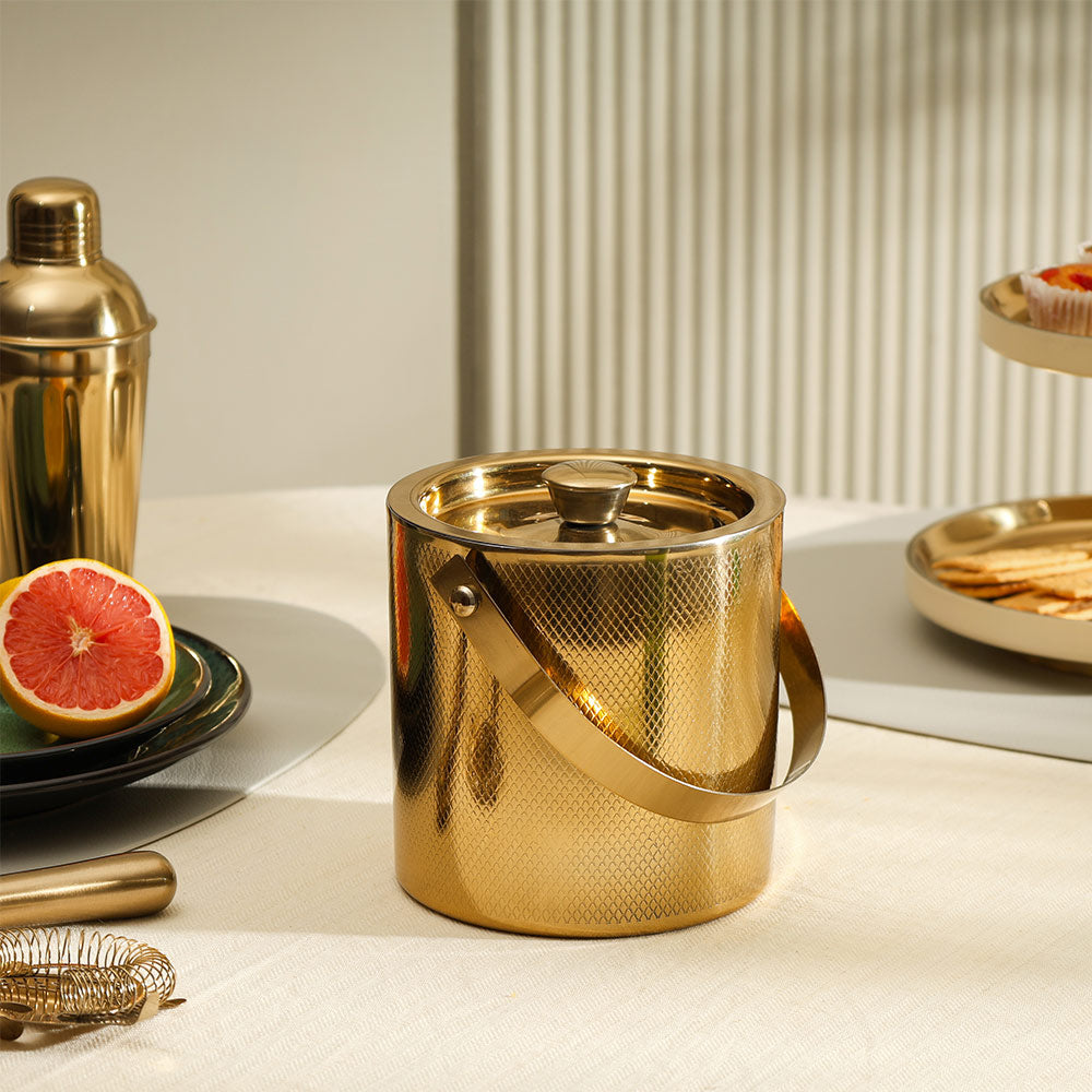 Deus Double-Wall Ice Bucket with Lid - Gold