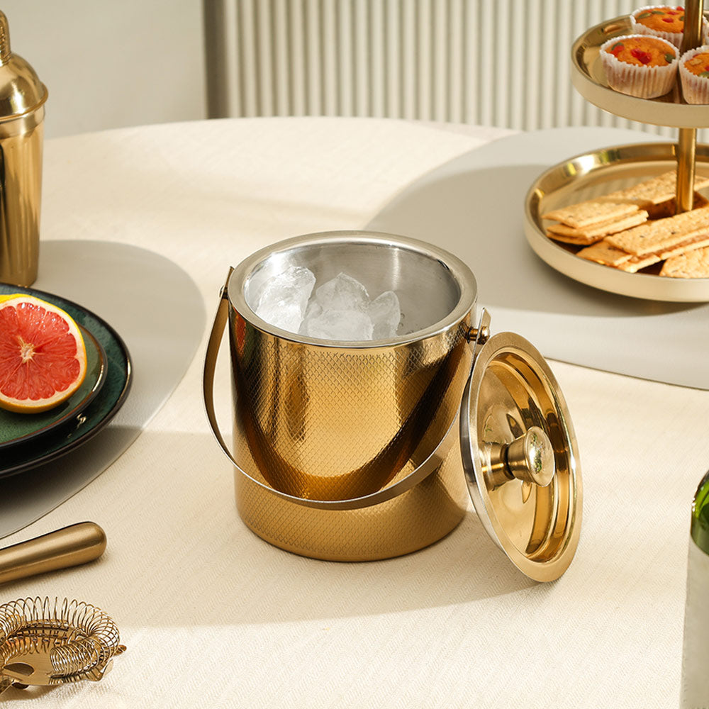 Deus Double-Wall Ice Bucket with Lid - Gold