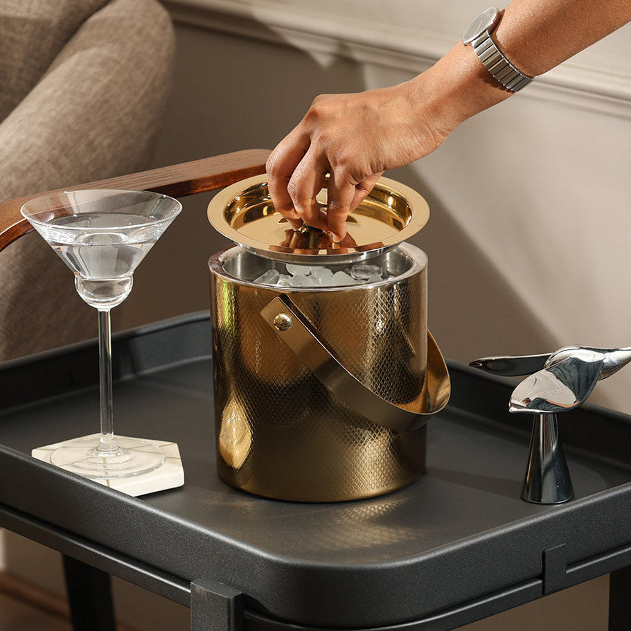 Deus Double-Wall Ice Bucket with Lid - Gold