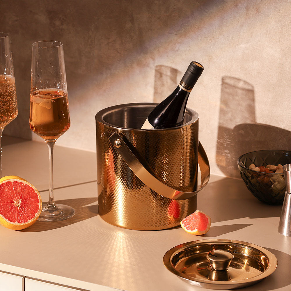 Deus Double-Wall Ice Bucket with Lid - Gold