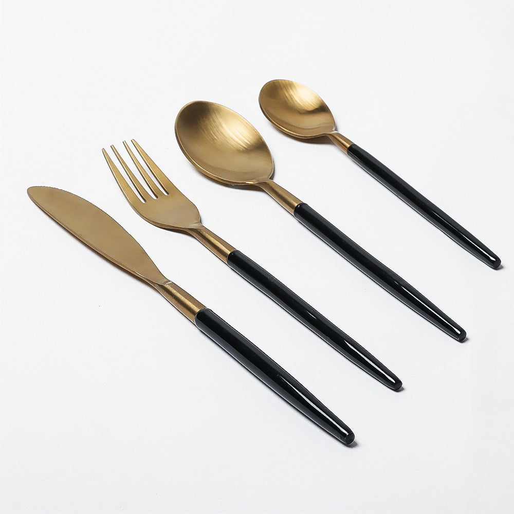 Dual 24-piece Cutlery Set - Black Gold