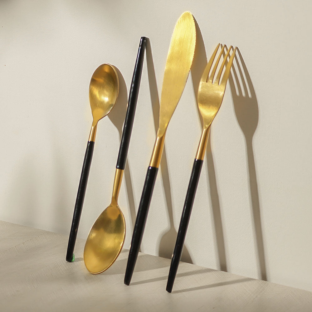 Dual 24-piece Cutlery Set - Black Gold