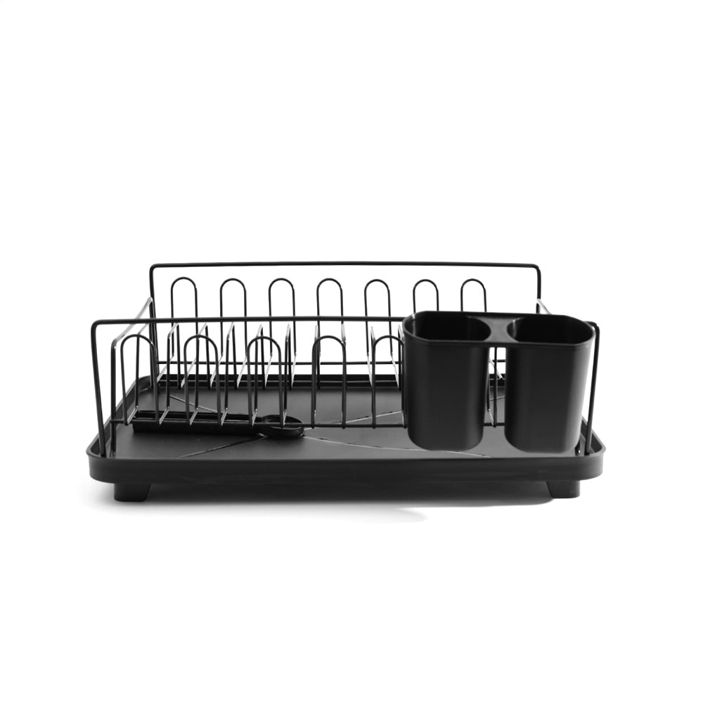 Dish Rack with Drainer Tray - Black