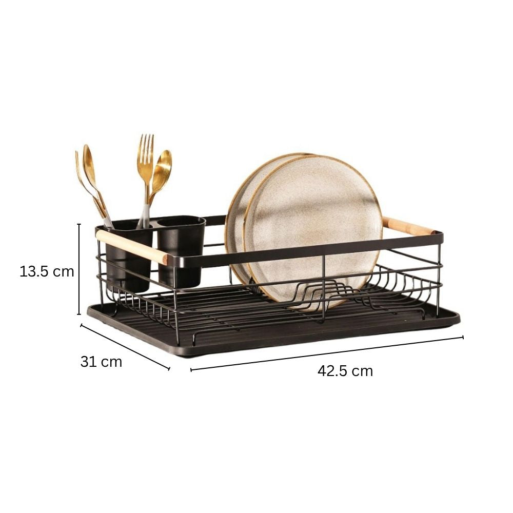 Dish Rack with Tray - Black