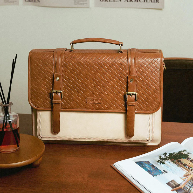 Dolce Laptop Briefcase - Beige Brown