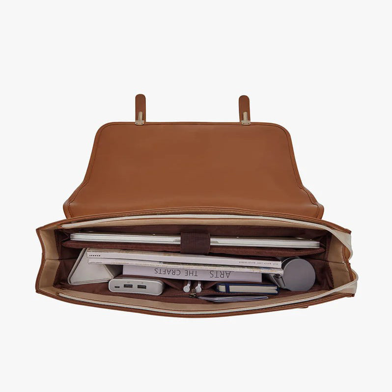 Dolce Laptop Briefcase - Beige Brown