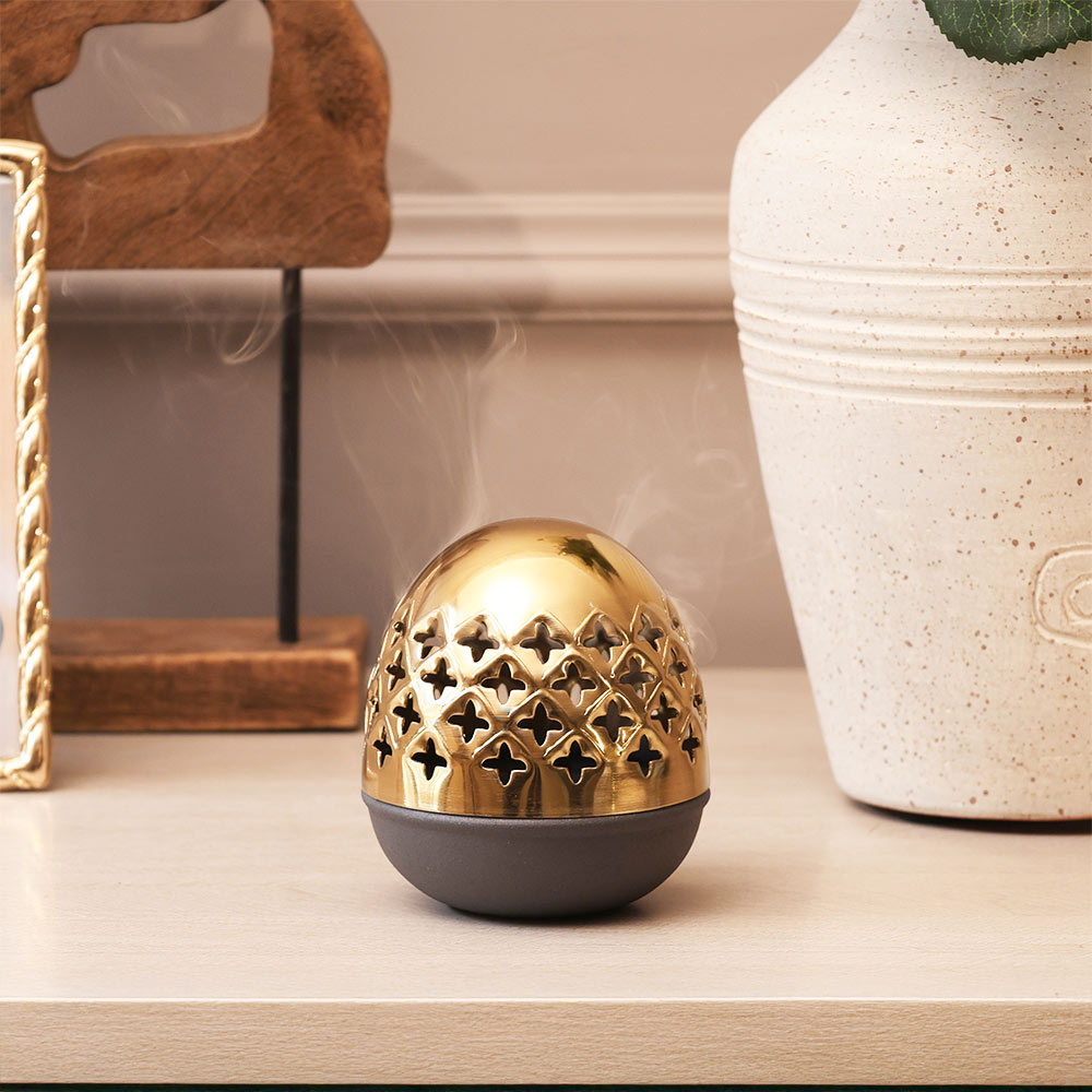 Dome Incense Burner - Gold Grey