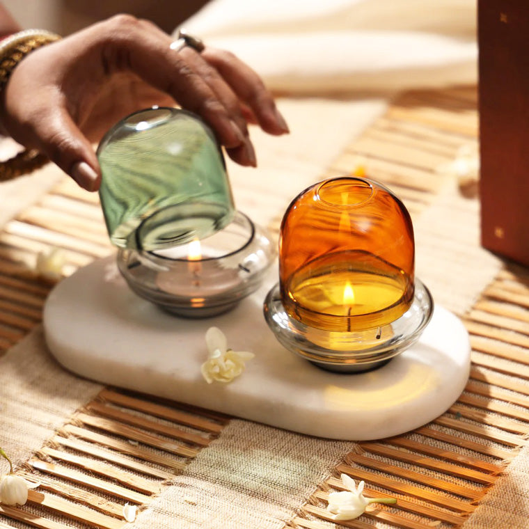 Dome Tealight Holder - Amber