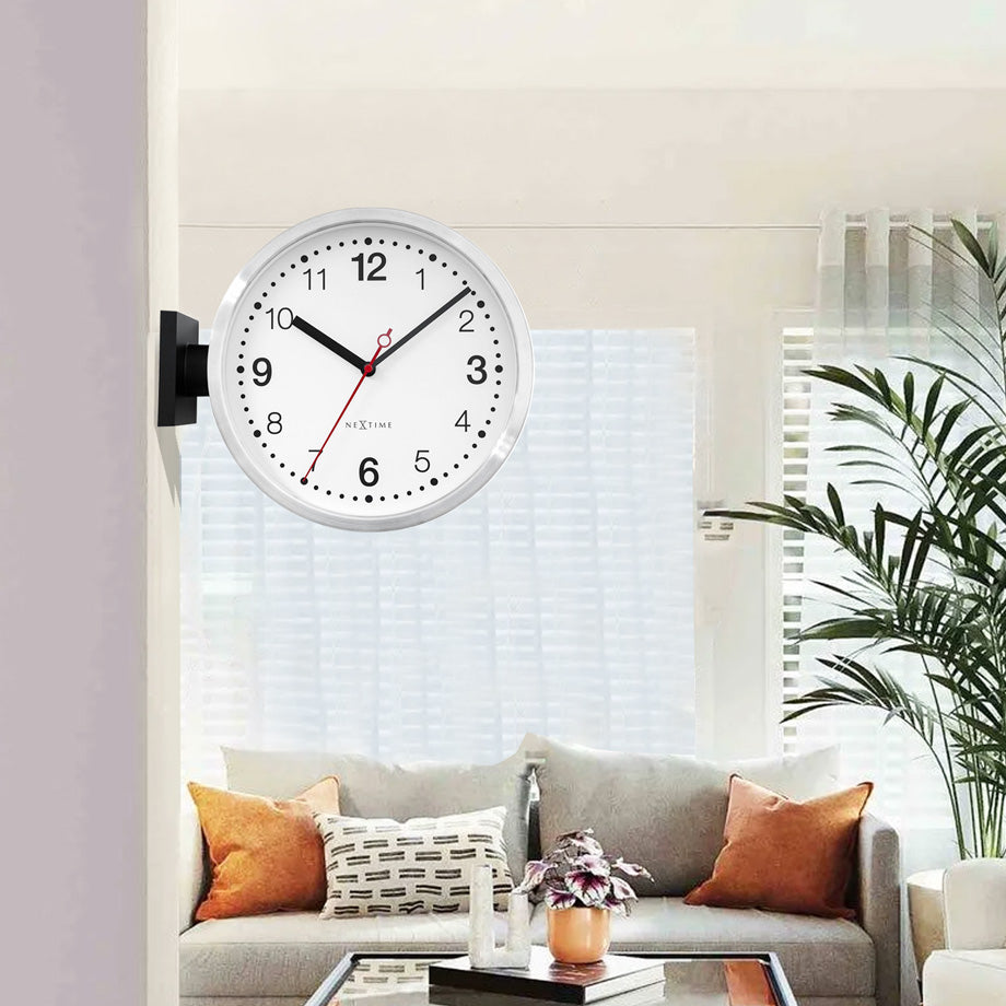 Double Side Aluminium Wall Clock - Black and White