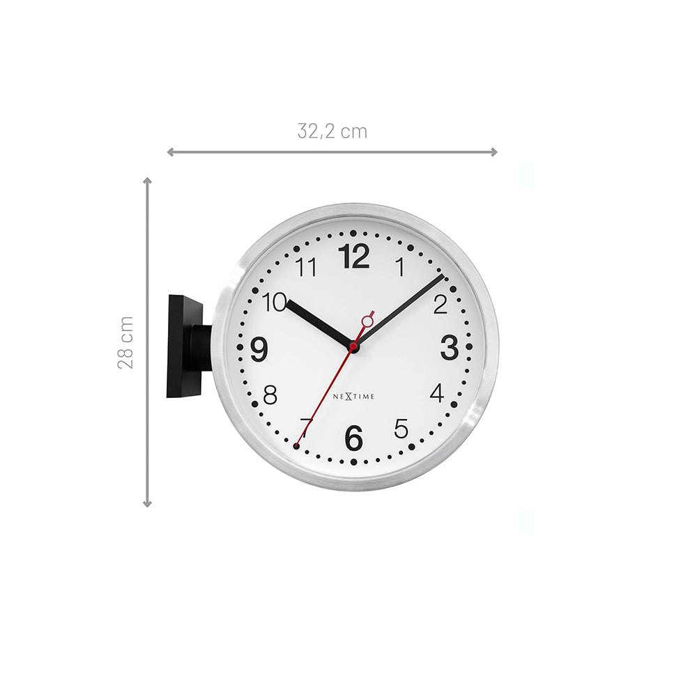 Double Side Aluminium Wall Clock - Black and White