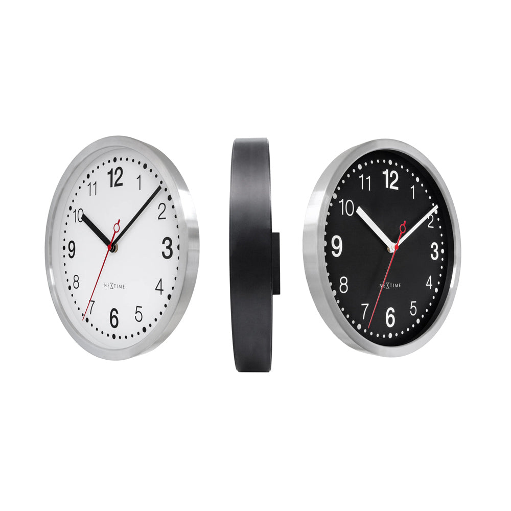 Double Side Aluminium Wall Clock - Black and White