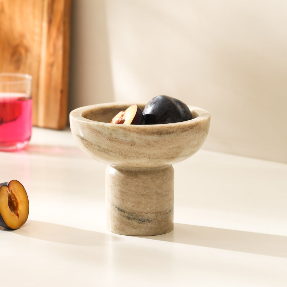 Doux Marble Elevated Bowl Small - Beige