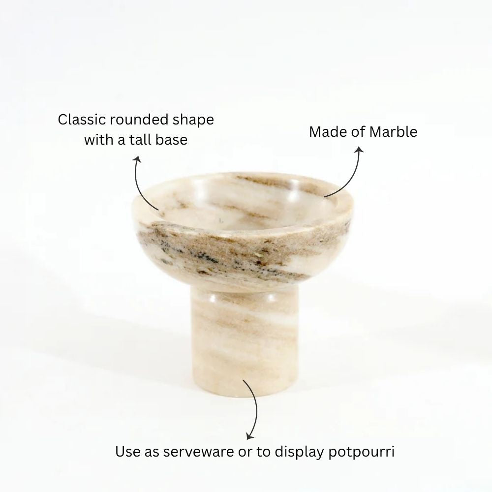 Doux Marble Elevated Bowl Small - Beige