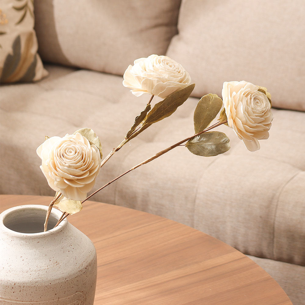 Dried Sola Rose Bunch - Cream