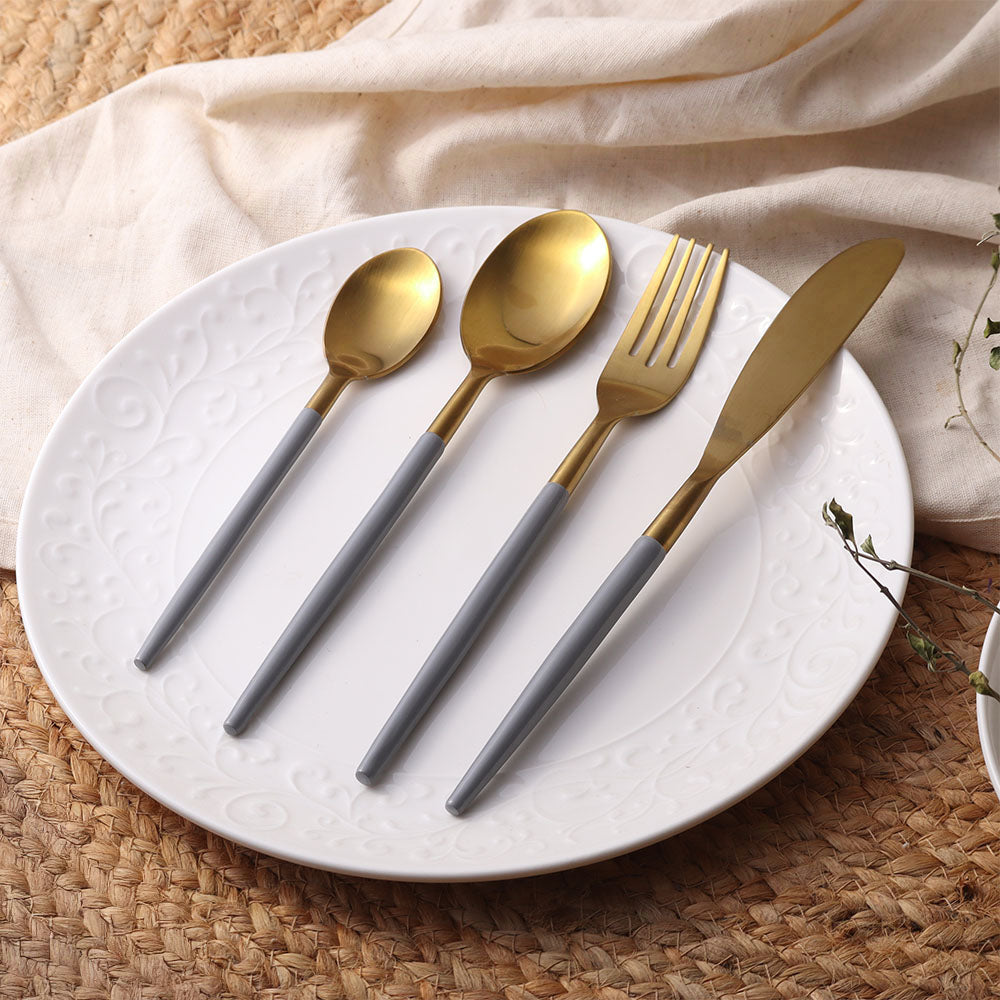 Dual 24-piece Cutlery Set - Grey Gold