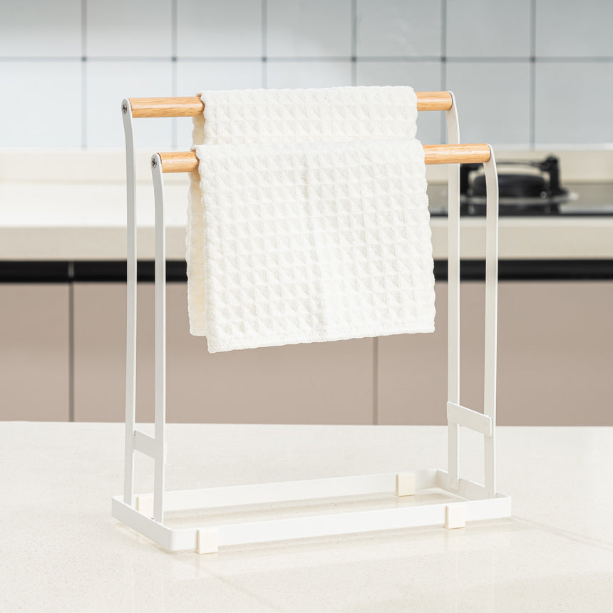 Dual Hand Towel Stand - White