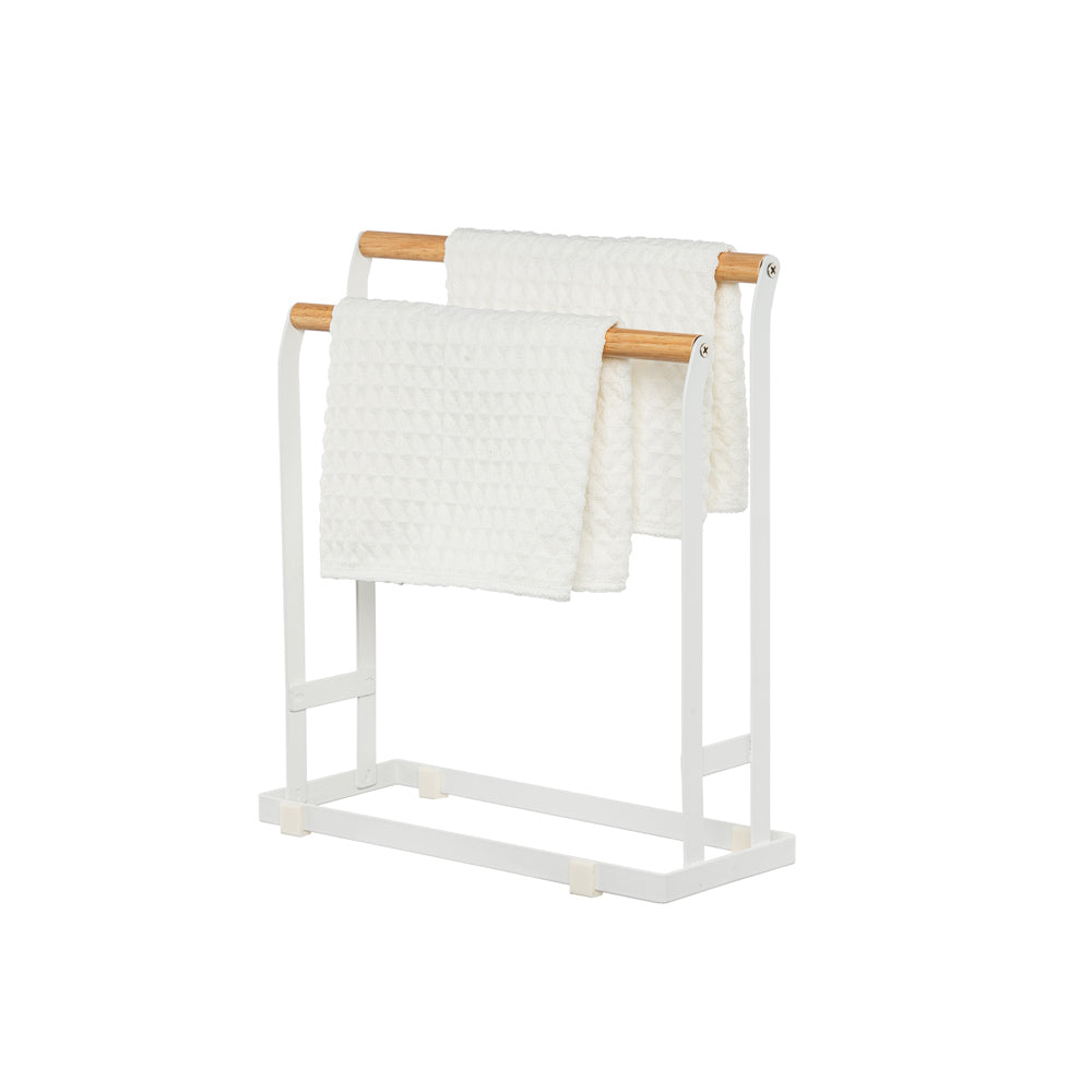 Dual Hand Towel Stand - White