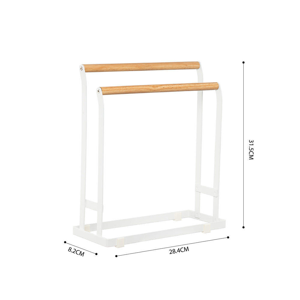 Dual Hand Towel Stand - White