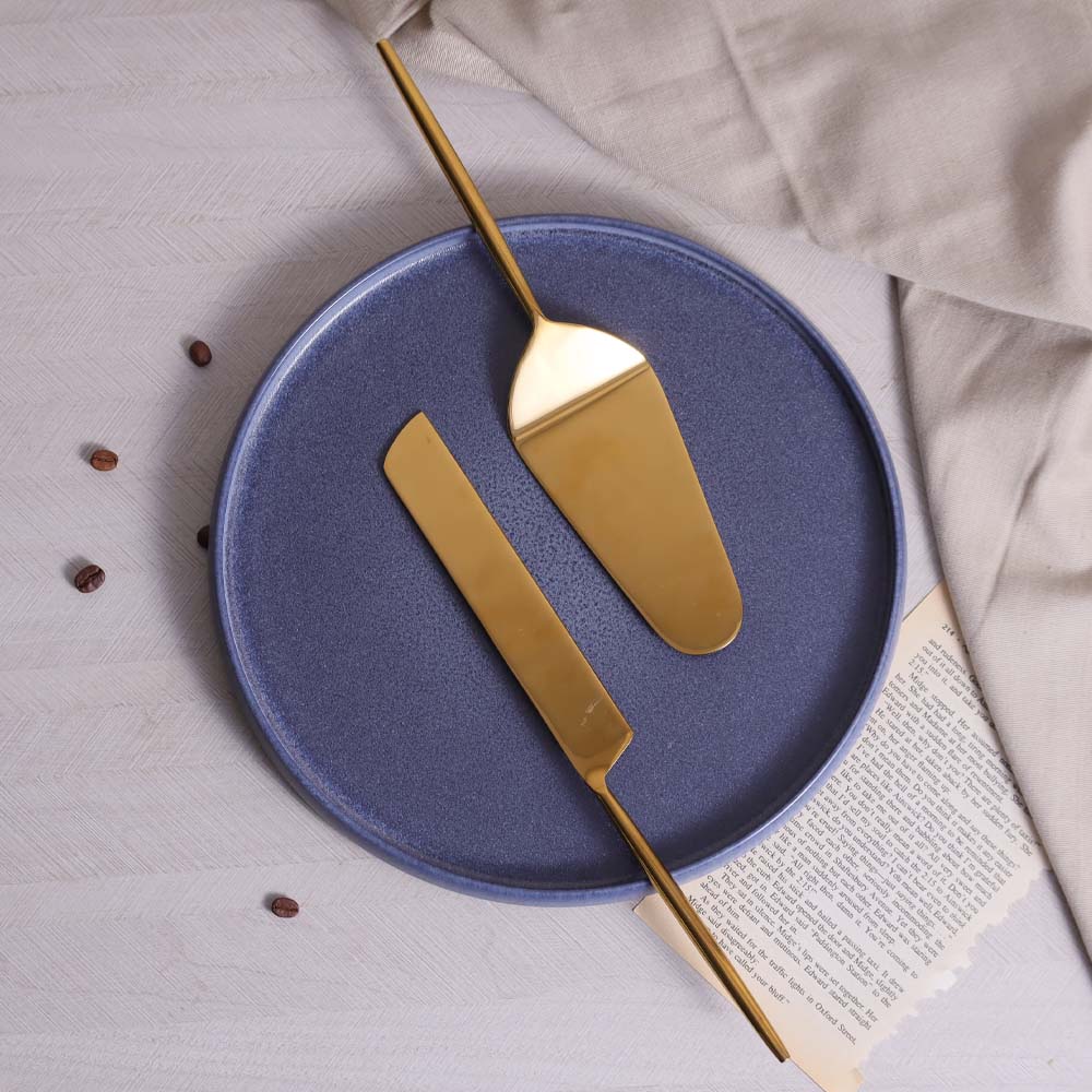 Dulce Cake Knife and Server Set - Gold