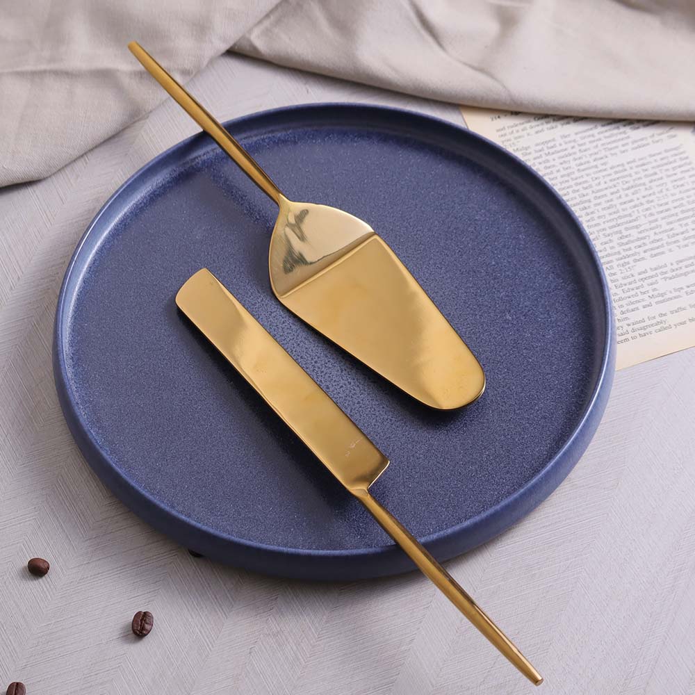 Dulce Cake Knife and Server Set - Gold