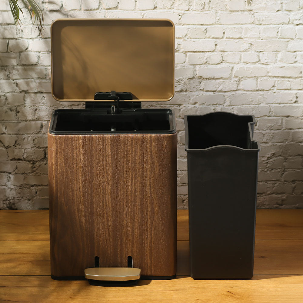 Duos Textured Pedal Bin 9L - Wood