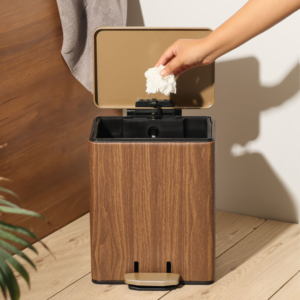 Duos Textured Pedal Bin 9L - Wood