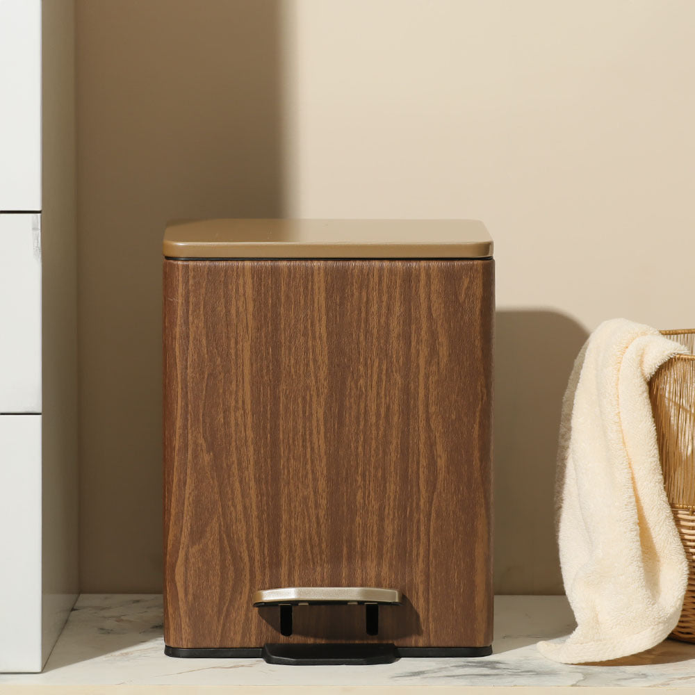 Duos Textured Pedal Bin 9L - Wood