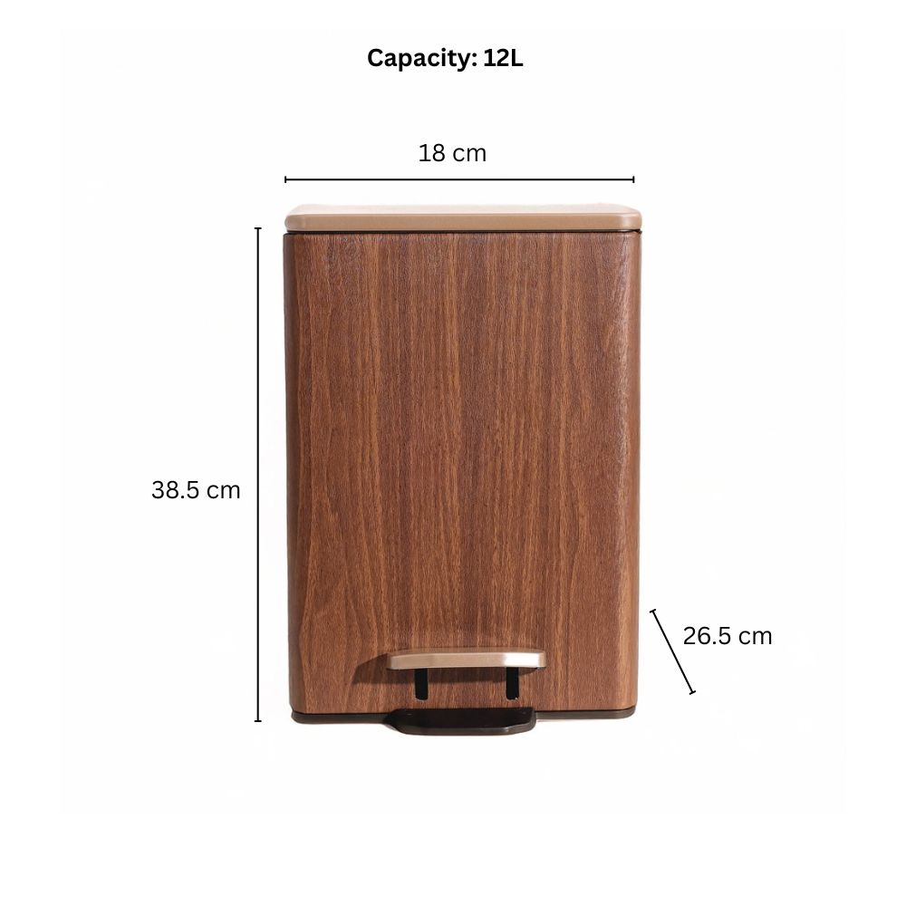 Duos Textured Pedal Bin 12L - Wood
