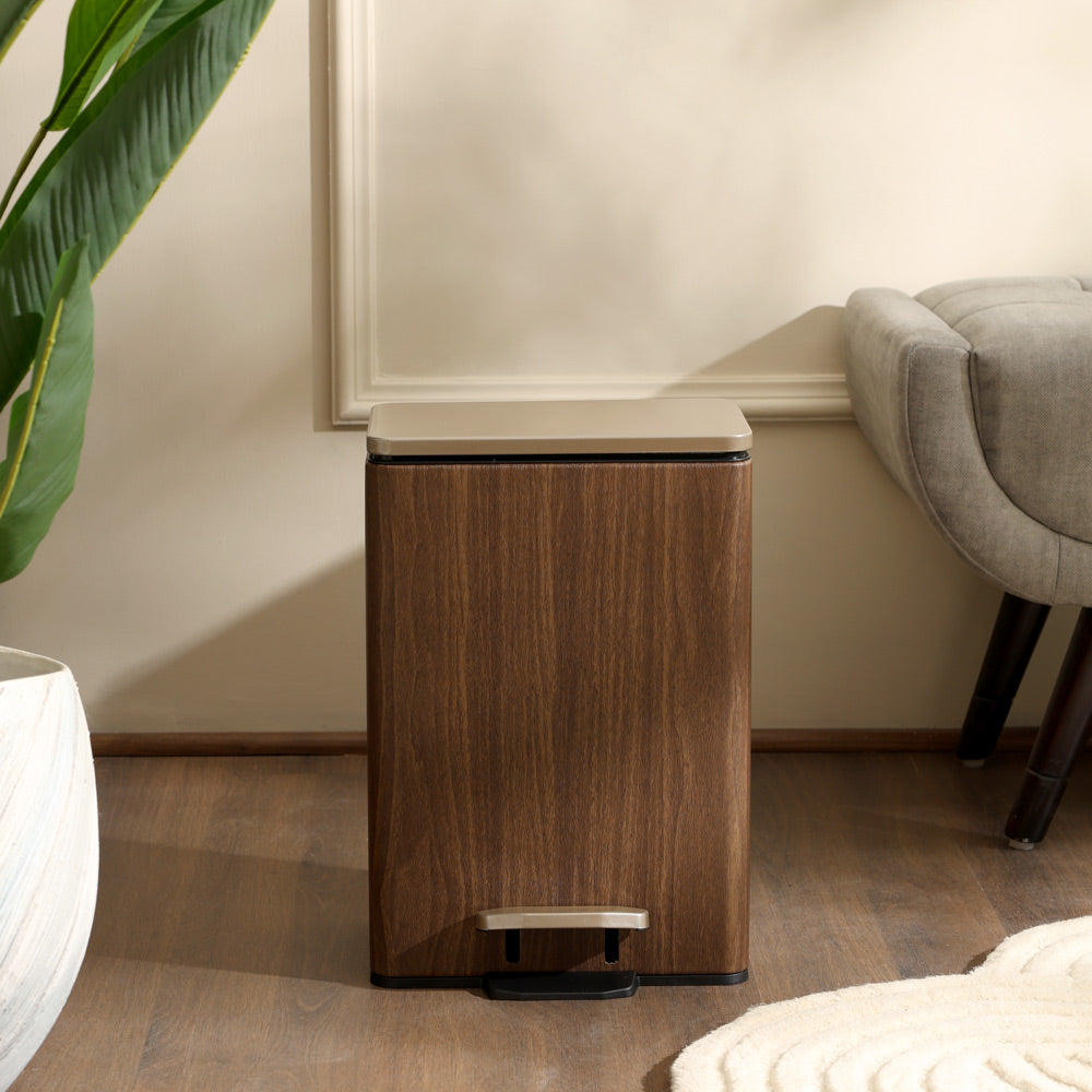 Duos Textured Pedal Bin 12L - Wood