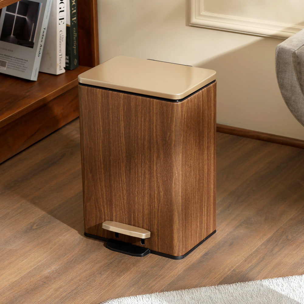 Duos Textured Pedal Bin 12L - Wood