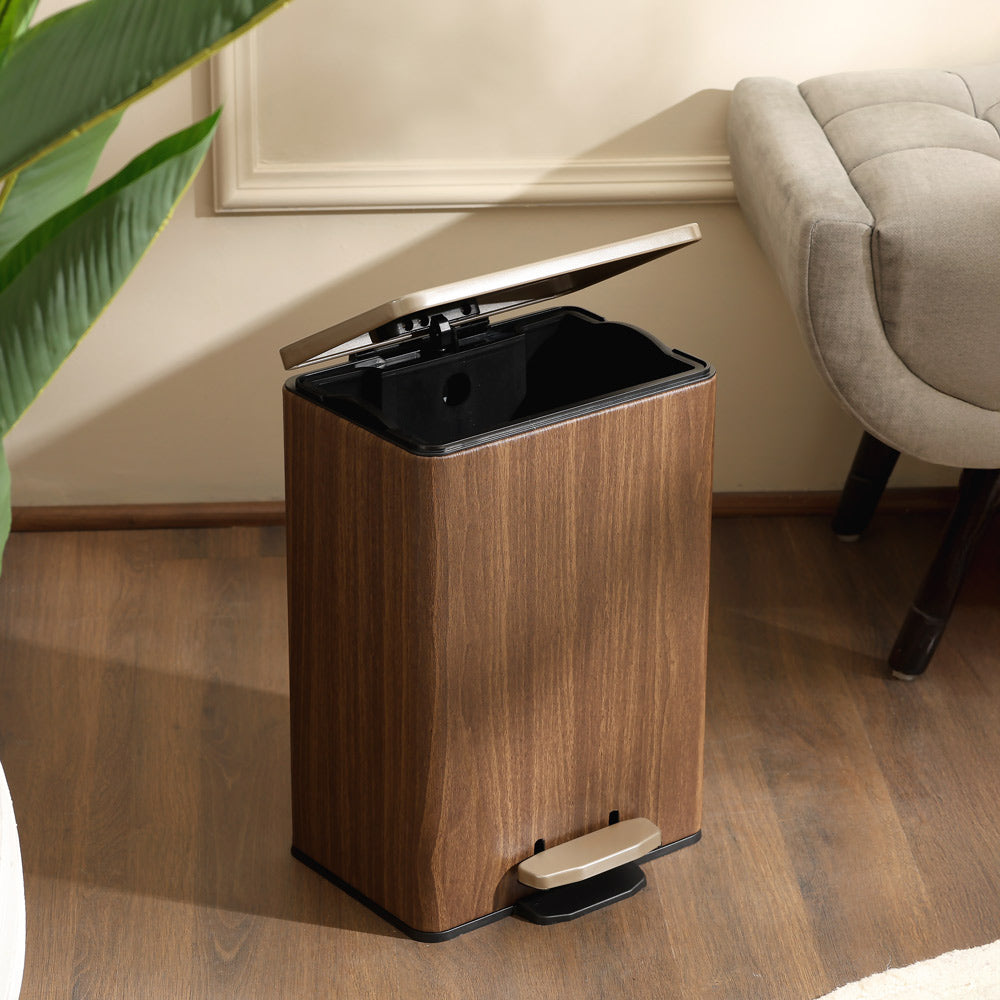 Duos Textured Pedal Bin 12L - Wood