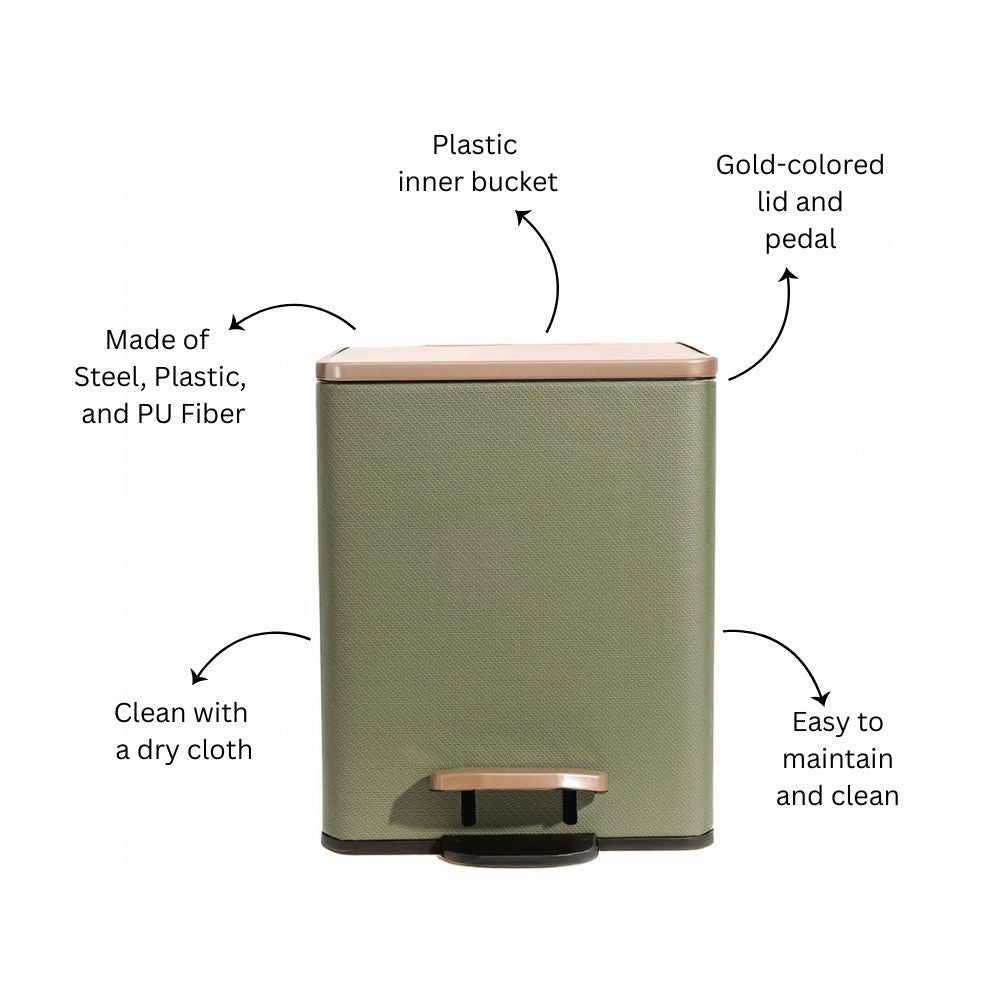 Duos Textured Pedal Bin 9L - Forest Green