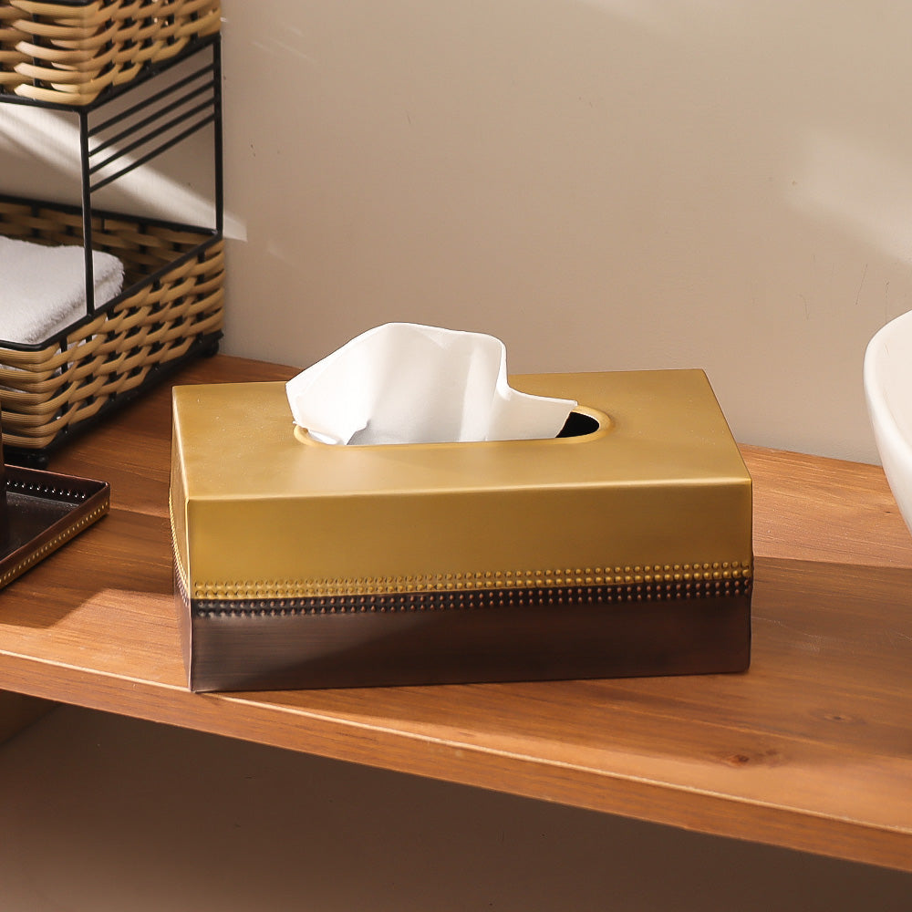 Duplo Tissue Box Cover - Gold Bronze
