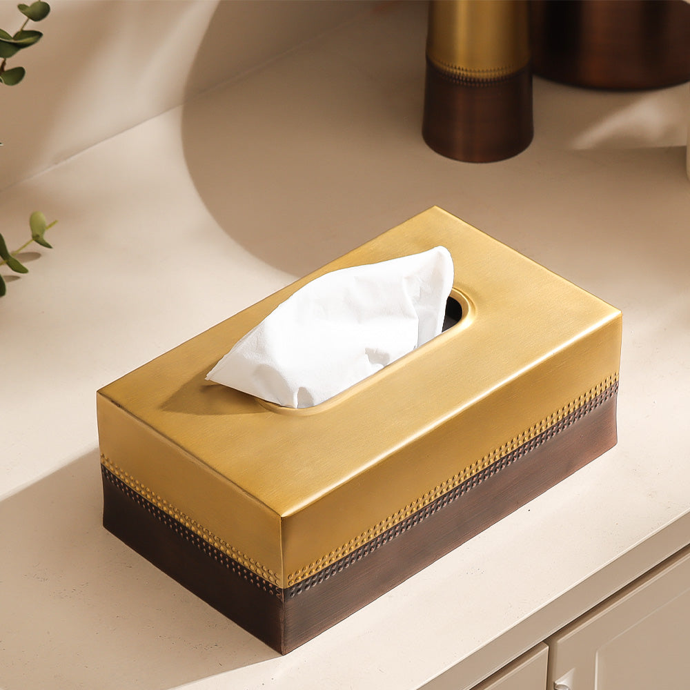 Duplo Tissue Box Cover - Gold Bronze