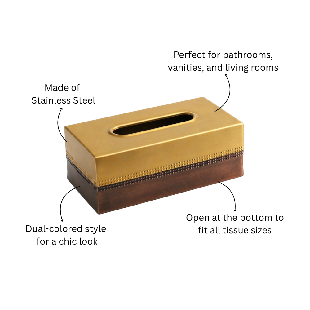 Duplo Tissue Box Cover - Gold Bronze