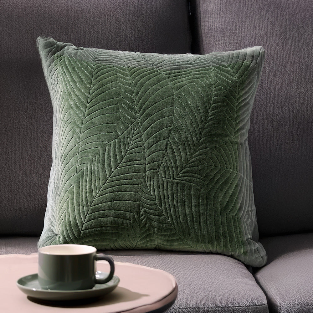 Elm Quilted Cushion Cover 45x45cm - Forest Green