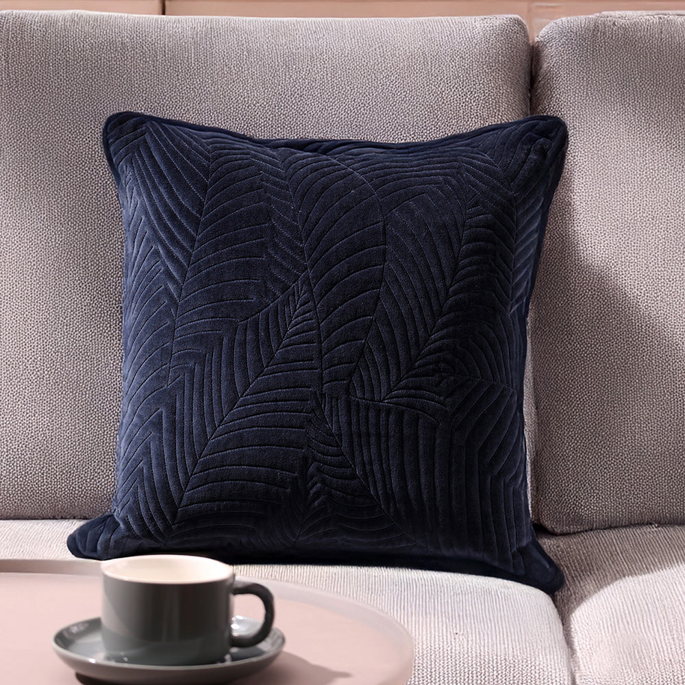 Elm Quilted Cushion Cover 45x45cm - Navy Blue