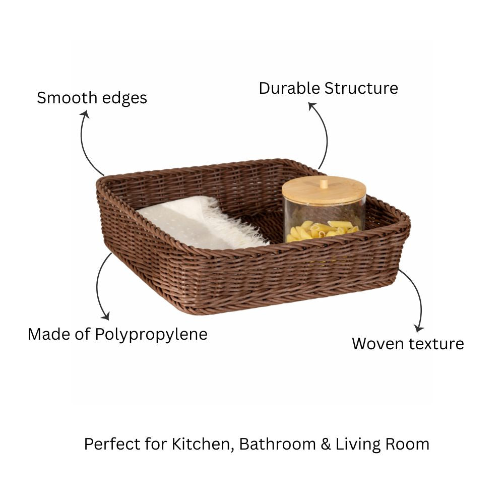 Tate Square Basket Medium - Dark Brown